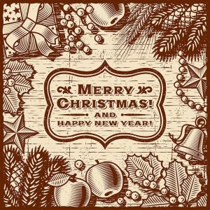 复古棕色风格圣诞节贺卡设计模板 Christmas Retro Card Brown插图2