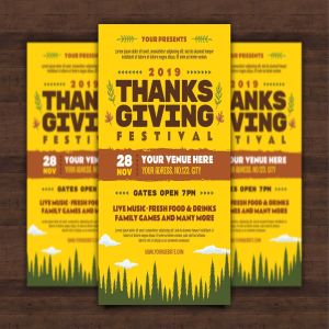 感恩节音乐/美食/游戏庆祝活动海报设计模板 Thanksgiving Flyer