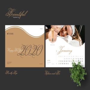 2020年美容行业定制横版活页台历设计模板 2020 Beauty Creative Calendar Pro插图2