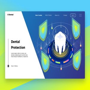 牙齿护理诊所概念插画网站Banner&着陆页设计模板 Dental Protection – Banner & Landing Page