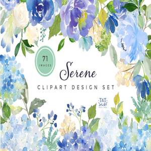 美丽的混合花卉水彩剪贴画合集[1.01GB] Watercolor Flower Graphics – Serene