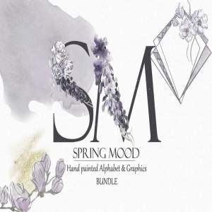 26个水彩英文字母插画素材打包下载[png]