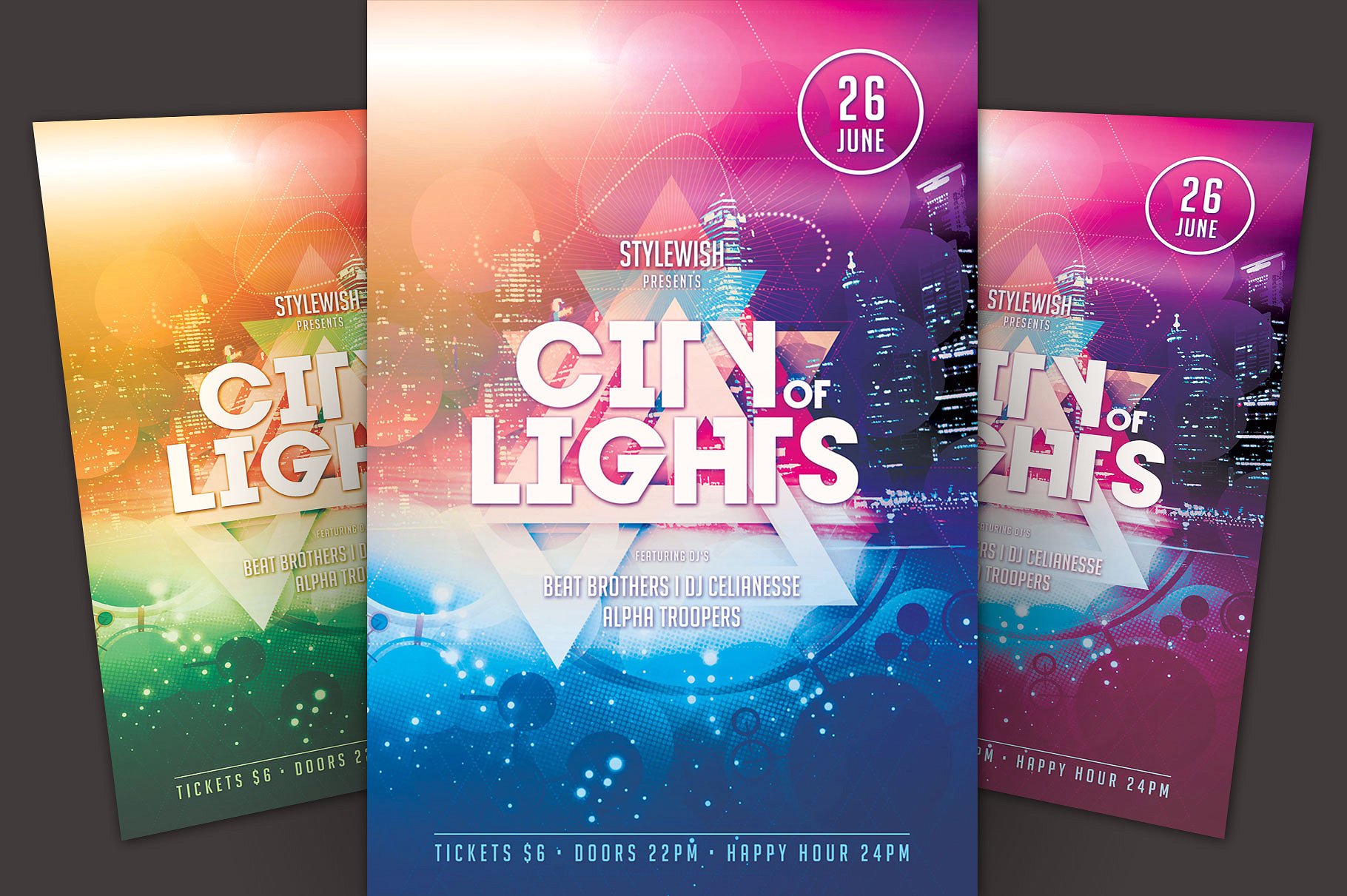 多用途城市之光海报宣传单设计模板 City of Lights Flyer Template