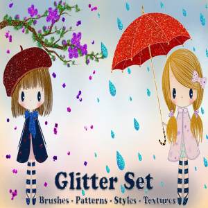 超级闪粉纹理&笔刷合集 Glitter Set for Photoshop