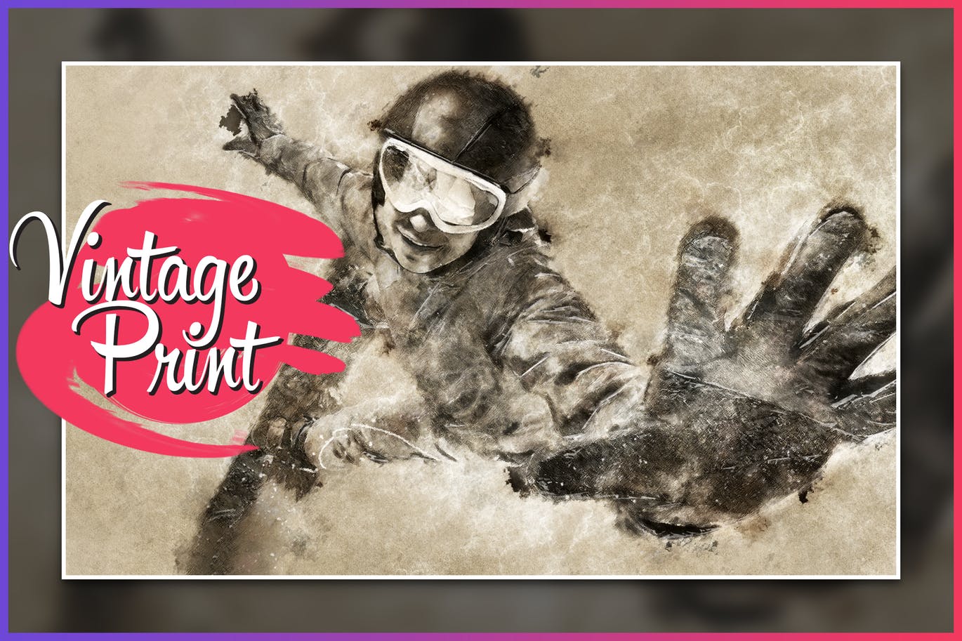 复古怀旧做旧印刷效果一键生成PS动作 Vintage Print CS4+ Photoshop Action