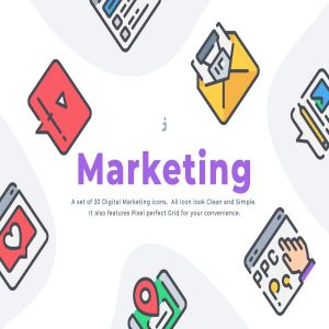 30枚市场营销主题图标合集 30 Digital Marketing icon set