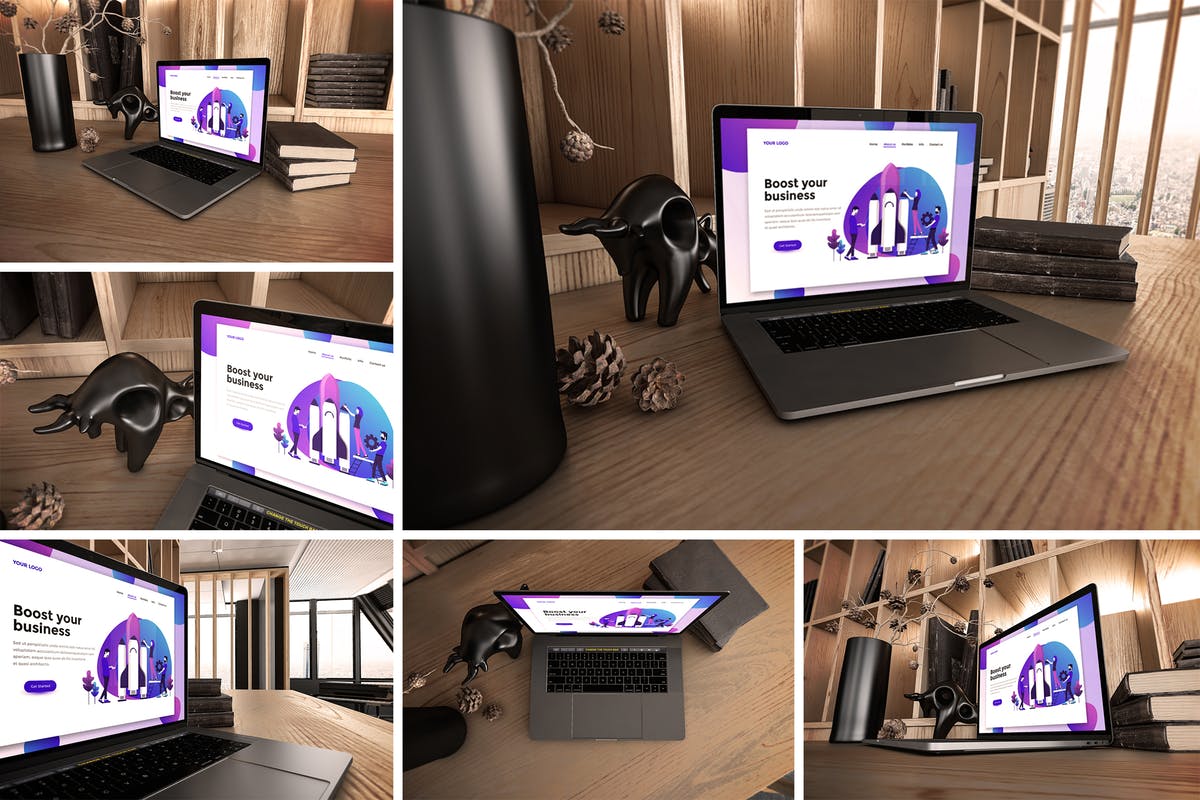 真实场景Macbook笔记本网页UI设计展示样机v1 MacBook Pro V.1