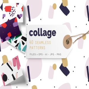 拼贴风格彩色印花图案素材 Collage Colorful Patterns