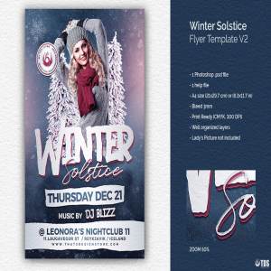 冬日主题活动海报设计PSD模板v2 Winter Solstice Flyer PSD V2