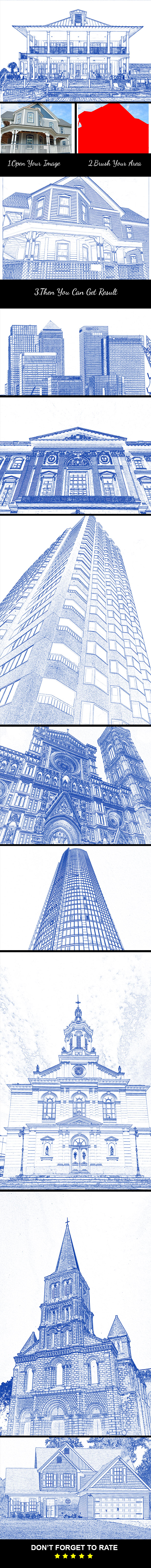 建筑蓝图图样效果PS动作