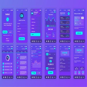 区块链金融APP应用界面设计UI套件 Blockchain Mobile App UI Kit