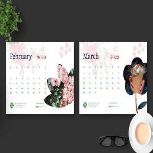 2020年花卉主题翻页台历设计模板 2020 Clean Florist Calendar Pro插图3