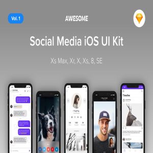 iOS平台APP应用社交媒体界面设计UI套v1[Sketch] Awesome iOS UI Kit – Social Media Vol. 1 (Sketch)