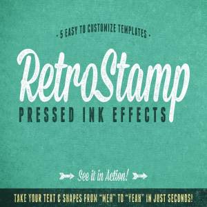 油墨印刷效果文本图形样式 RetroStamp Pressed Ink Effects Vol 1
