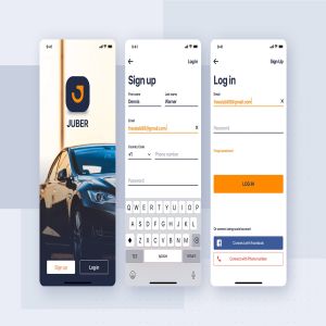 类滴滴打车APP应用注册登录界面设计模板 Car rental mobile UI Kit – Authentication Form