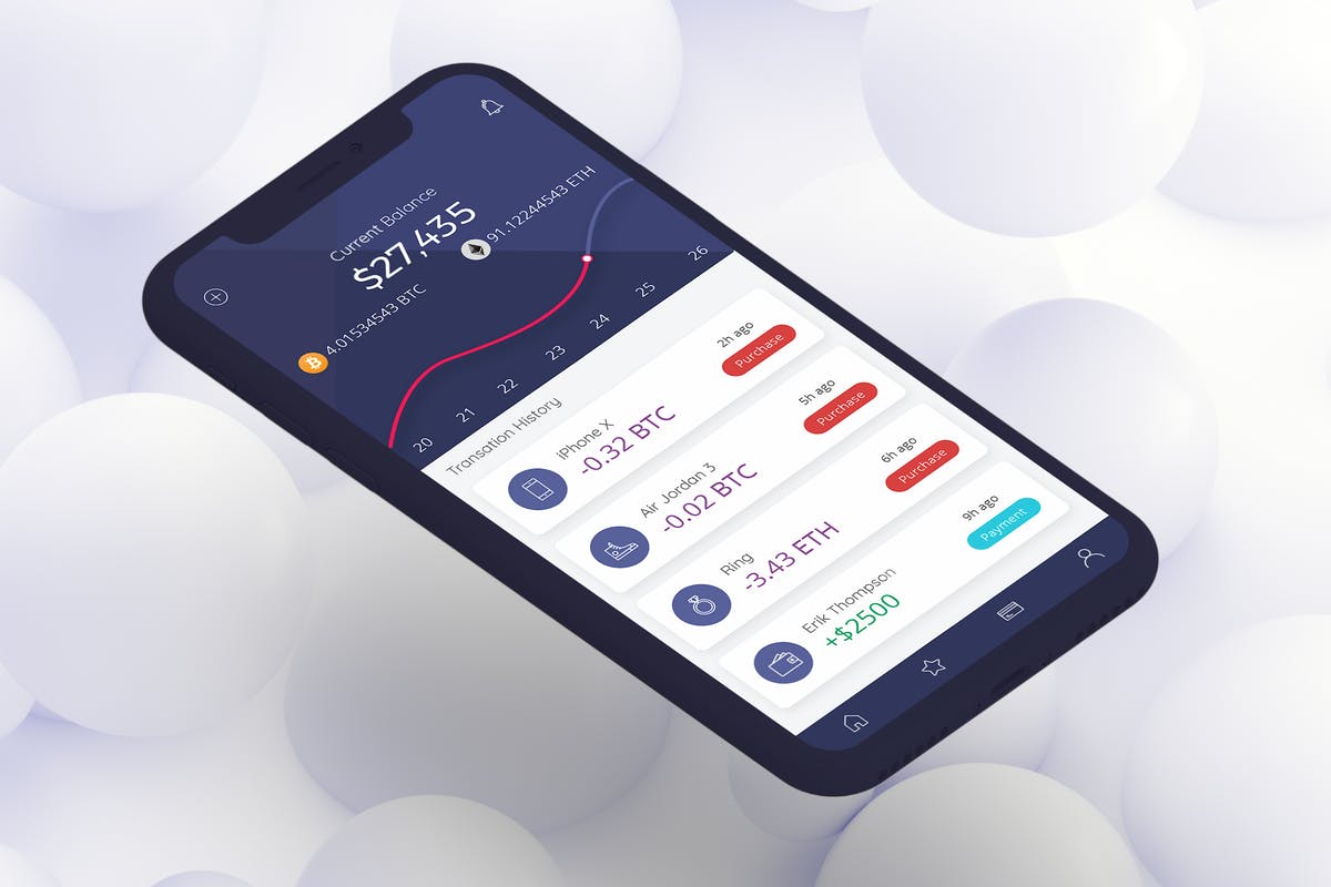 加密货币移动数码钱包APP UI套件- H Cryptocurrency Wallet 5 Mobile Ui – H
