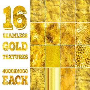 16款无缝金箔纹理 16 seamless gold textures. High res.