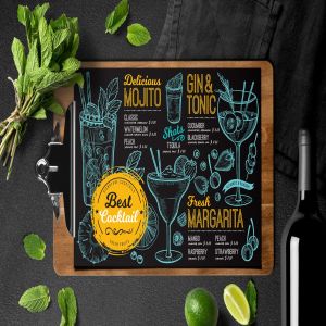 鸡尾酒黑板菜单设计模板素材 Cocktail Bar Menu