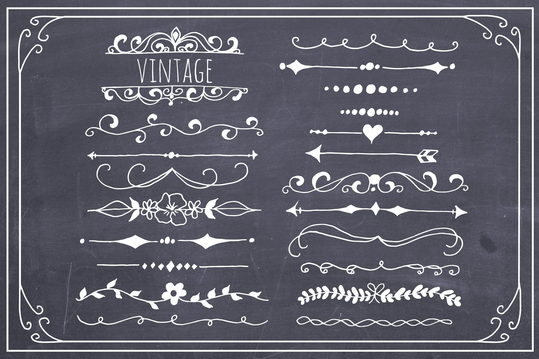 手绘文本分隔符图案设计 Hand Drawn Text Dividers Vector