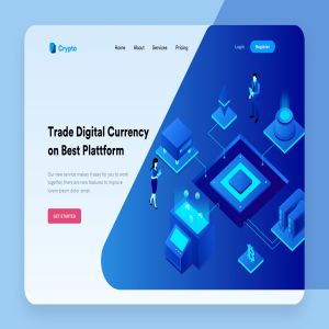 加密货币概念主题网站设计矢量插画 Cryptocurrency Desktop Header Illustration