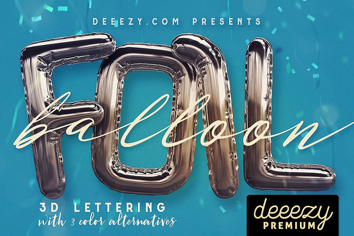 3D金箔气球字体样式PSD分层模板 Foil Balloon – 3D Lettering