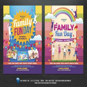 家庭聚会派对活动海报传单模板 Family Fun Day Flyers