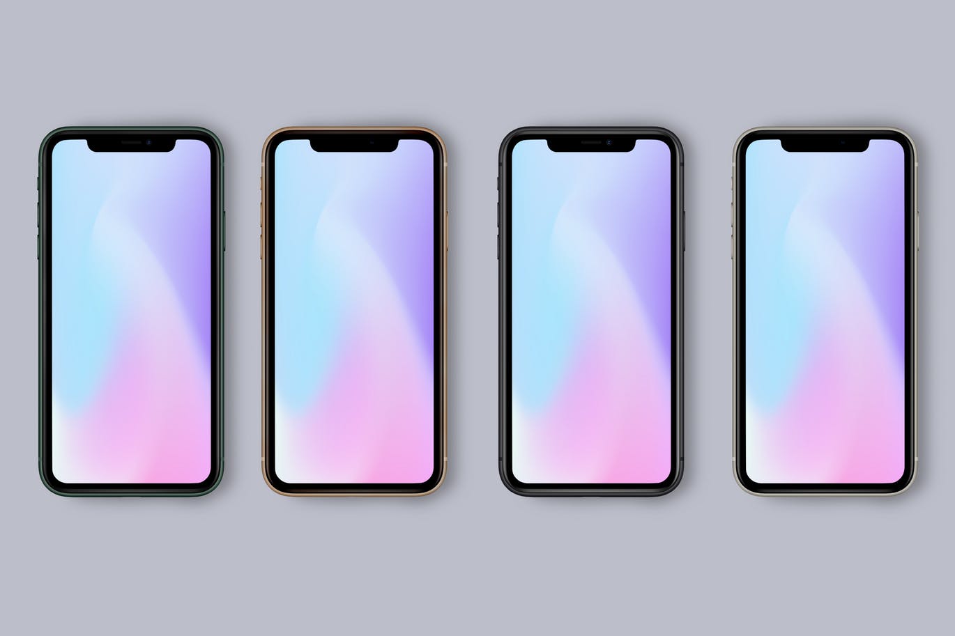 iPhone 11 Pro官方配色手机样机模板 New iPhone 11 Pro Mockup – All Colors