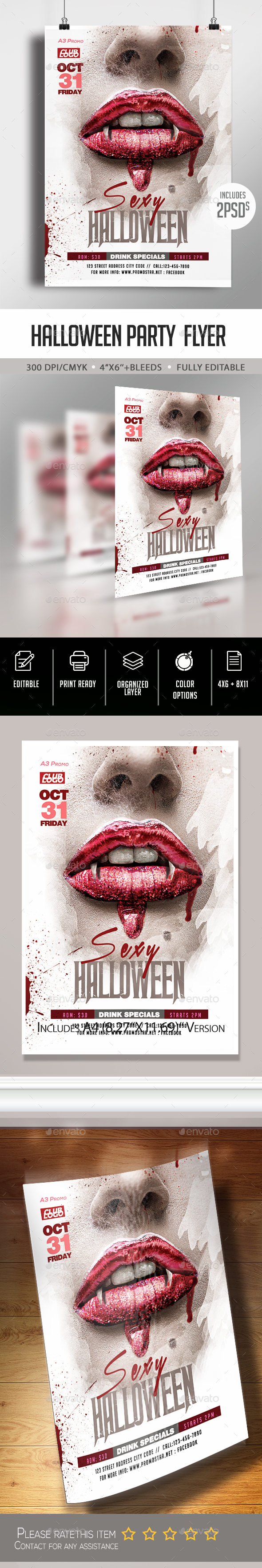 惊悚万圣节海报模板 Halloween Party Flyer [psd]