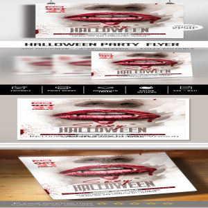 惊悚万圣节海报模板 Halloween Party Flyer [psd]