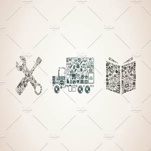 企业图标拼凑插画 Business