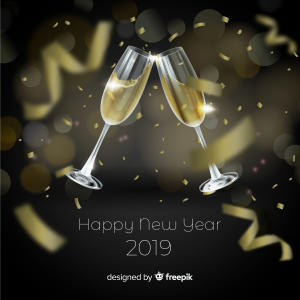 时尚高端2019新年黑金质感香槟庆祝底纹背景纹理banner海报设计模板