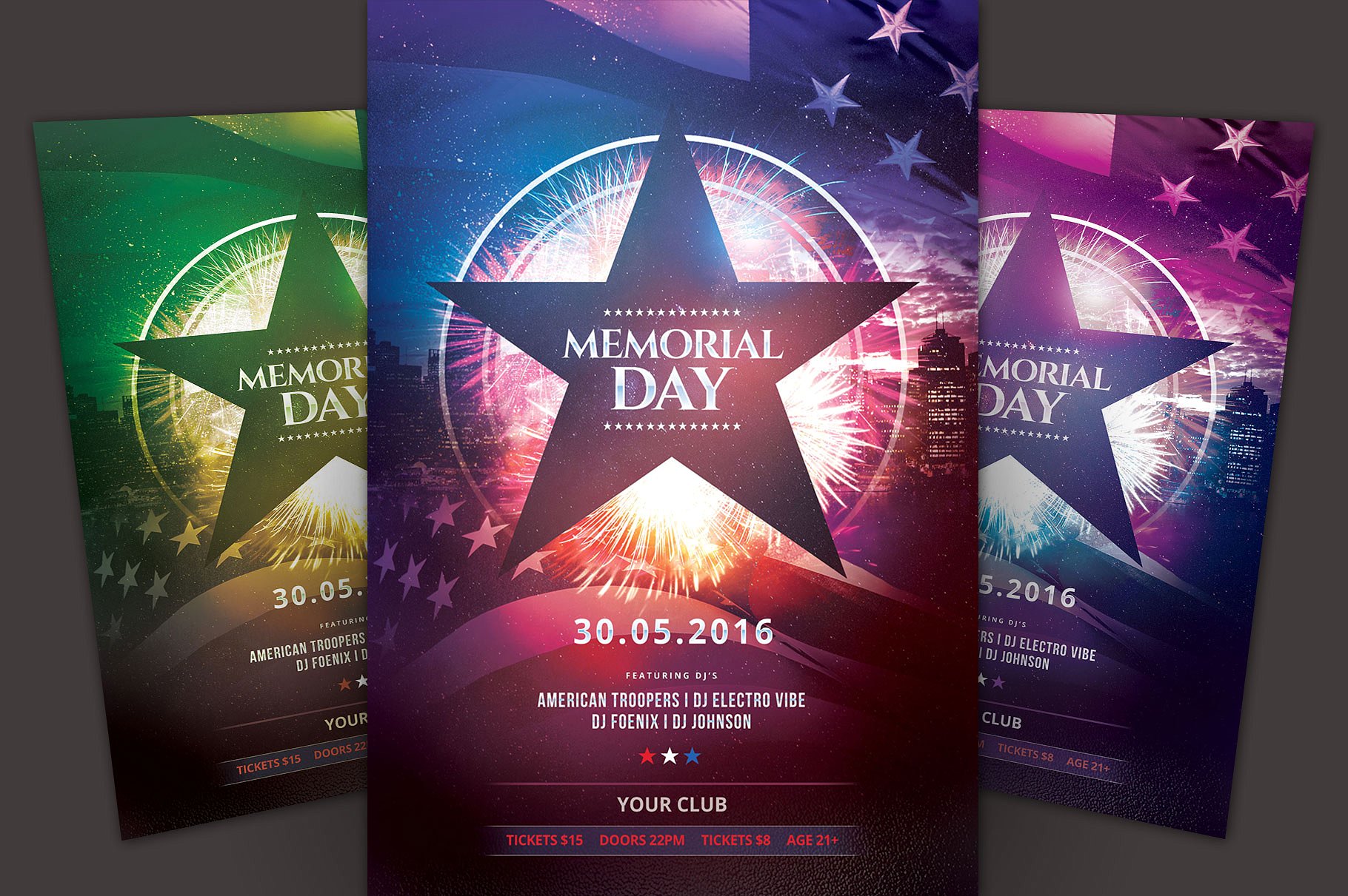 美国阵亡士兵纪念日传单模板 Memorial Day Flyer Template