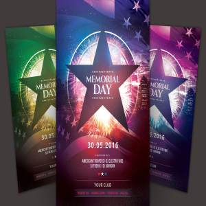 美国阵亡士兵纪念日传单模板 Memorial Day Flyer Template