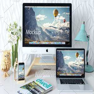 Apple硬件设备样机模板合集imac Iphone Macbook Mockup 一流设计网