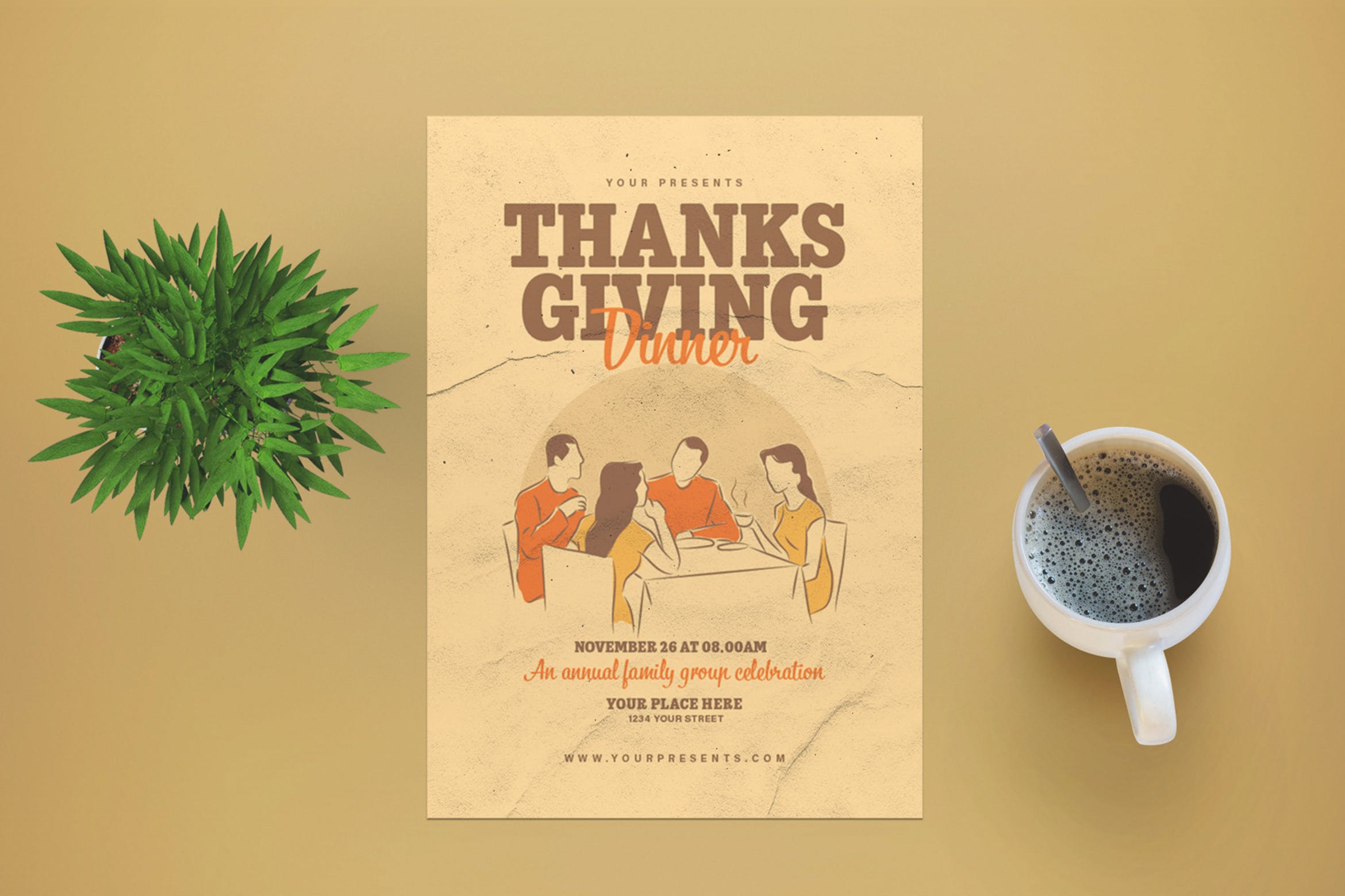 西餐厅感恩节活动海报传单设计模板 Thanksgiving Dinner Flyer