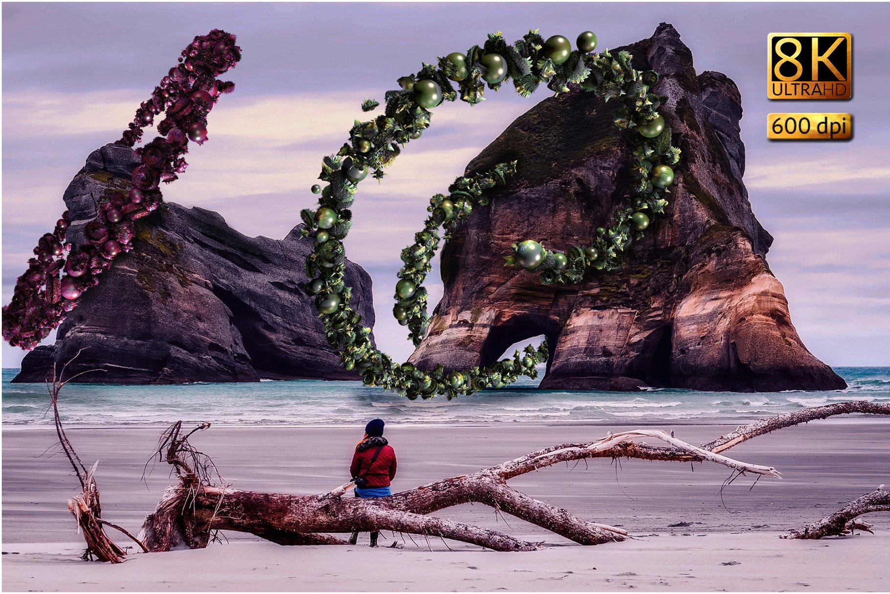 8K高分辨率创意珍珠和刺猬状装饰叠层背景 Hedgehogs & Pearls