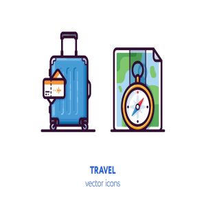 旅行主题手绘矢量图标 Travel icons[AI, EPS, SVG]