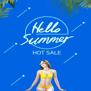 蓝色主题性感比基尼内衣广告销售海报