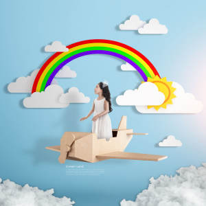 创意彩虹梦境卡通活动海报设计素材