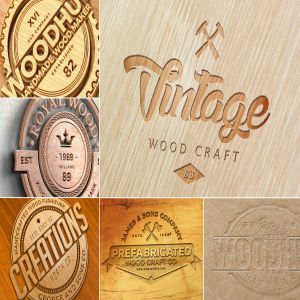精致木纹浮雕logo样机模板 Wood Logo Mockups插图1