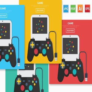 单机游戏手柄矢量插画素材 Game design