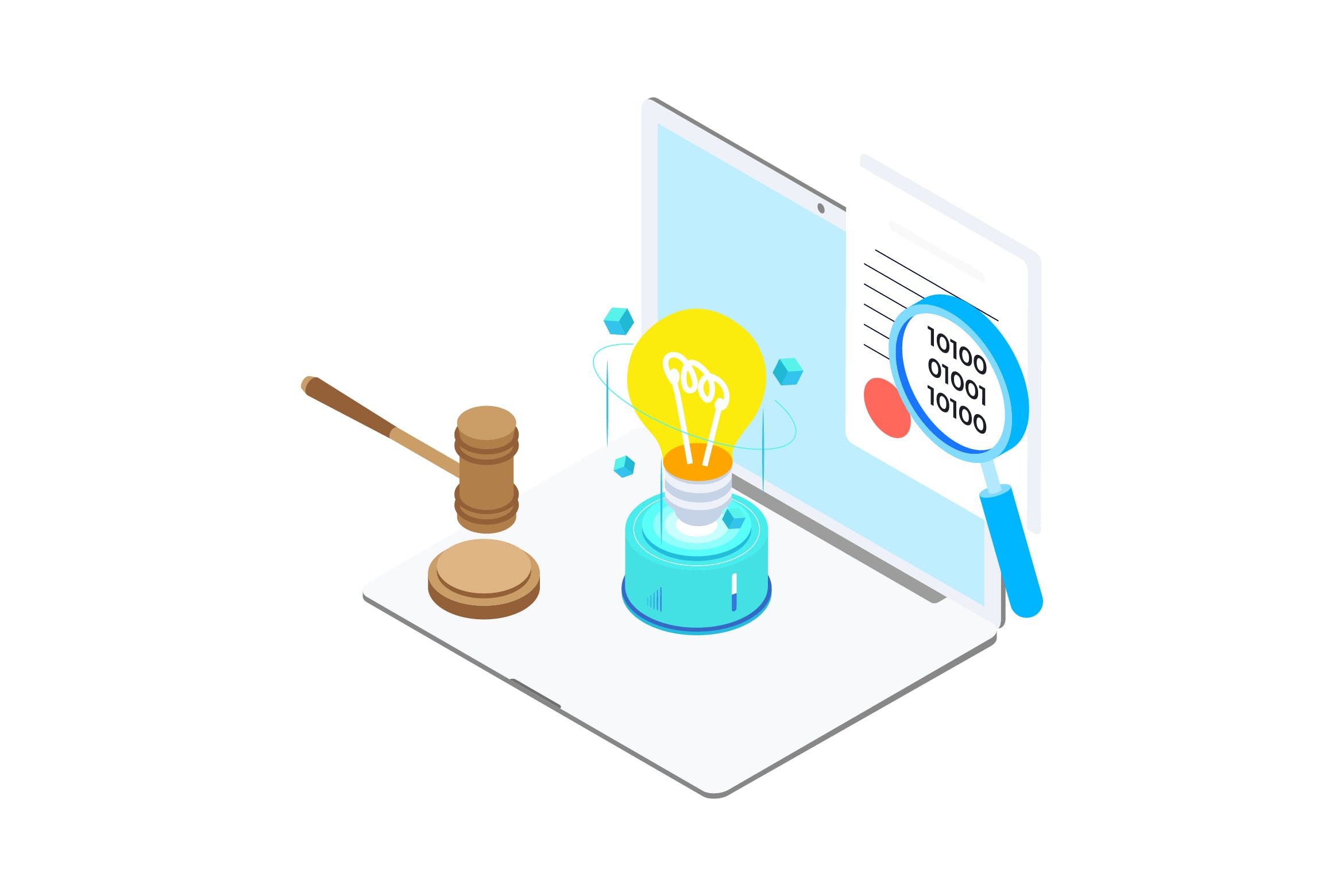 区块链技术智能合约概念插画素材v12 Smart Contract on Blockchain Isometric  12 – TU