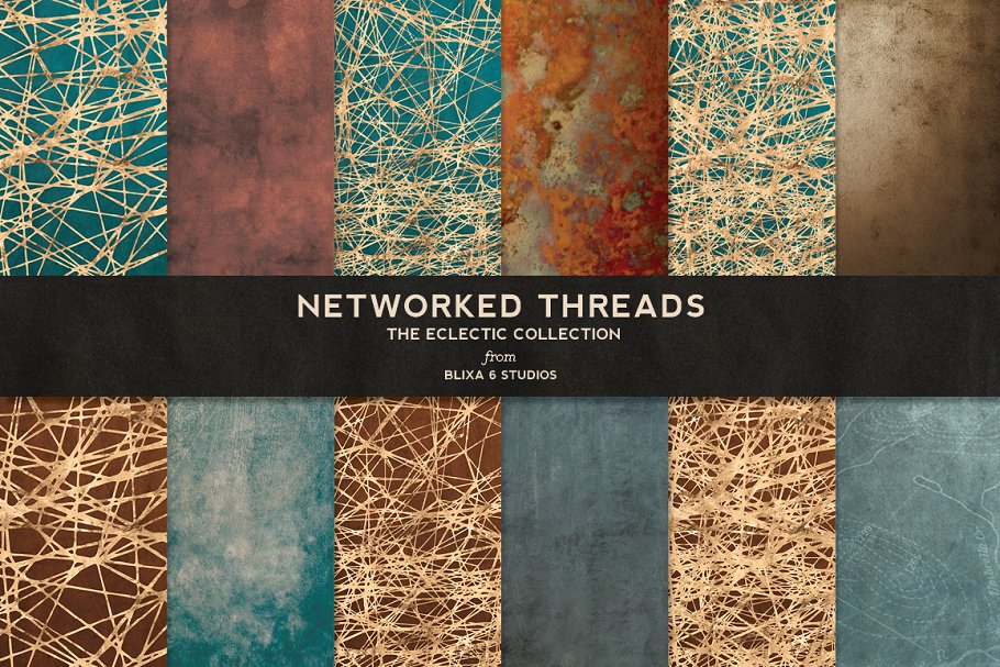 黄金网线线条背景素材 Networked Threads: Gold Backgrounds