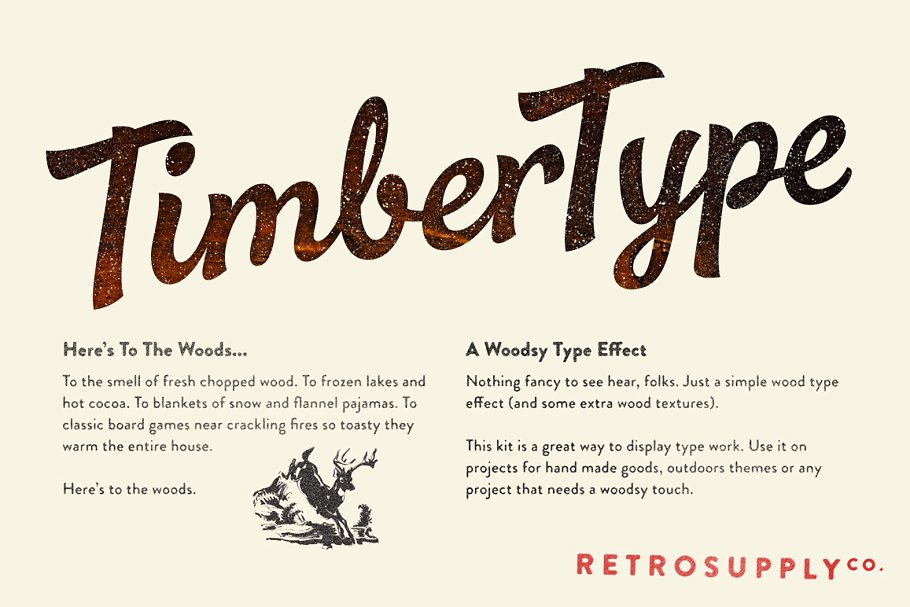 版画木刻纹理文本图层样式 TimberType