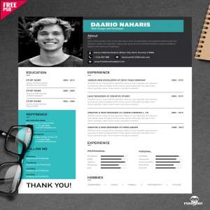 简洁的大方的简历模板 Simple Resume Design Free PSD