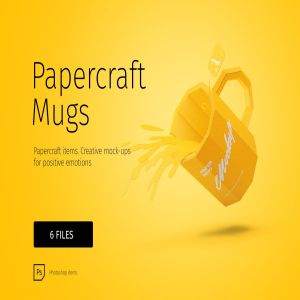 手工制作纸杯艺术品样机 PAPERCRAFT MUGS MOCKUPS插图1