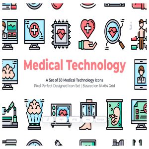 30枚医疗技术彩色矢量图标素材 30 Medical Technology Icons