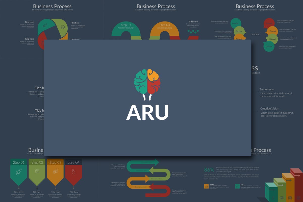 项目进程进度跟踪管理PPT模板下载 ARU Powerpoint Template