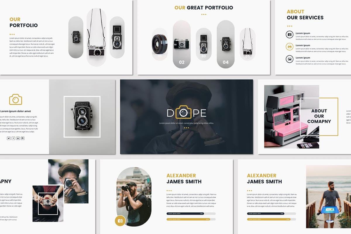 创意摄影团队介绍苹果Keynote幻灯片模板 DOPE – Keynote Template