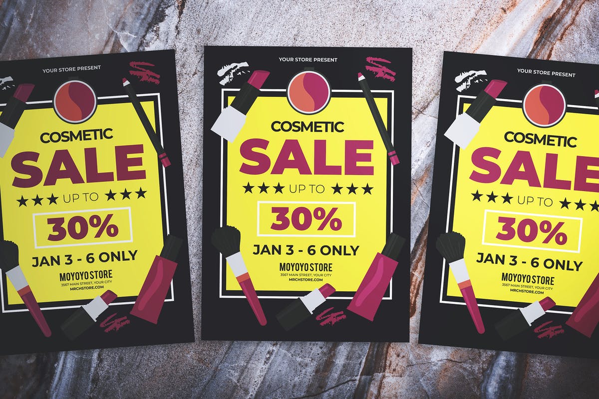 化妆品销售促销广告海报传单设计模板 Cosmetic Sale Flyer